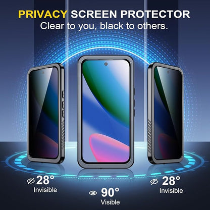 SPIDERCASE for Google Pixel 10 Case Waterproof, [12FT Military-Grade Drop Protection] [IP68 Water Resistance] [Privacy Screen Protector] Full Body Protection Phone Case-Black