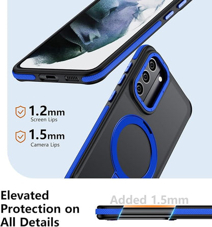 for Samsung Galaxy S21 Case, Magnetic Adjustable Ring Stand [Fit for Magsafe], [Military-Grade Shockproof Protection] Phone Case with Kickstand&Ring Holder (Blue)