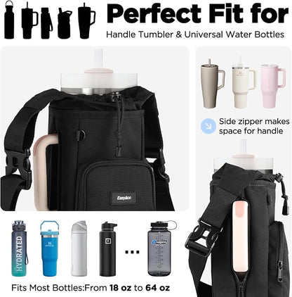 EasyAcc Magnetic Gym Bag, Upgraded 5X Super Strong Magnetic Gym Water Bottle Bag Holder Carrier, 5 Built-in Magnets, Phone Pockets, Shoulder Strap, Gifts for Gym Lovers Gym Accessories for Men Women