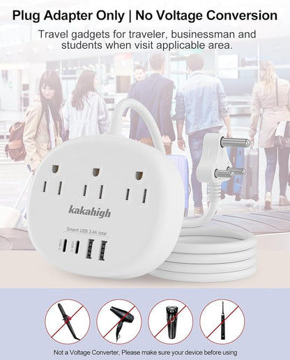 South Africa Plug Adapter, South Africa Extension Cord 3FT | Outlet Adapter for South Africa with 3 USA Outlets 4 USB, Type M Plug Adapter for Botswana Namibia Nepal Bhutan