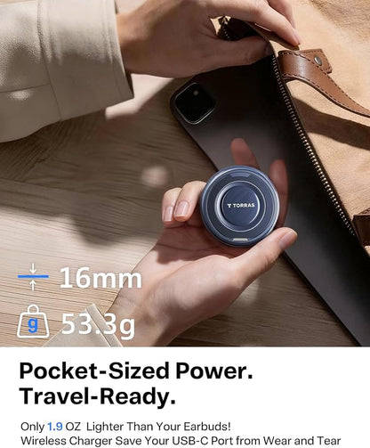 TORRAS Qi2.2 25W Wireless Charger, Magnetic Charger for Phone 17 16 15 14 13, Samsung Galaxy S26 S25, Phone Wireless Charger, Phone Charger Stand with Cable and Plug, Black