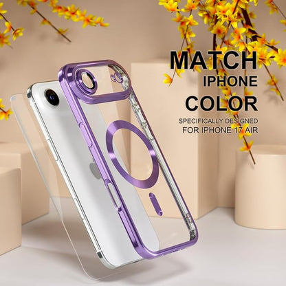 Misea Magnetic for iPhone 17 Air Case Compatible with MagSafe [Never Yellowing] [Military Grade Drop Protection] Full Camera Lens Protector Plating Soft Clear Phone Case for Women, Lavender Purple