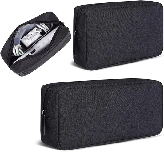 CAAORDKSO Electronics Accessories Case, Electronic Organizer Travel Cable Accessories Bag, Portable Waterproof Storage Bag for Hard Drive,Power Bank,Chargers,Mouse,Various Accessories(Small+Big-Black)