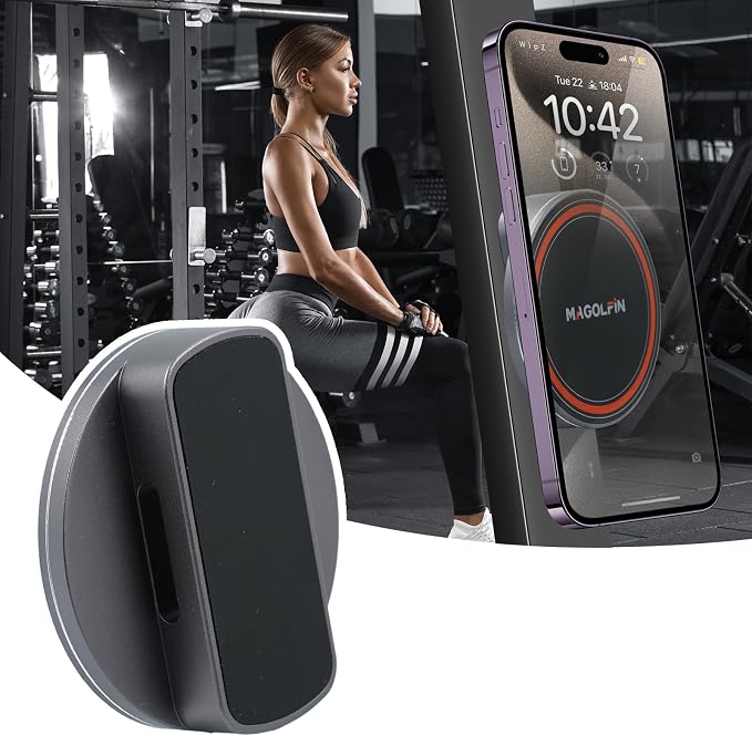 Aluminum Alloy Magnetic Phone Holder for Gym with N52 Magnets, Gym Accessories Compatible with MagSafe iPhone 17 Pro Max Plus 16 15 14 13 12, Home Gym Accessories, Gym Gifts for Men