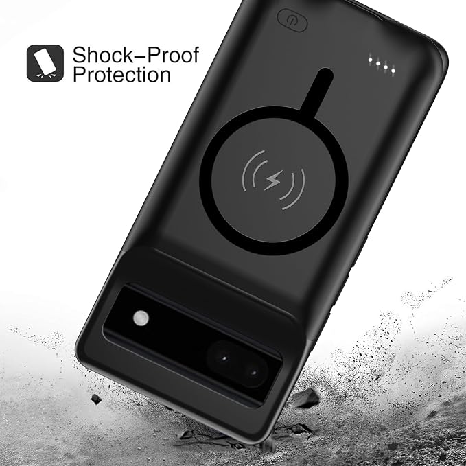Battery Case for Pixel 6a, Upgraded 10000mAh Battery Pack Rechargeable Charger Case with Wireless Charging Compatible for Pixel 6a(6.1 inch) External Battery Charging Cover(Black)