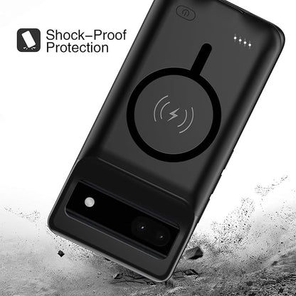 Battery Case for Pixel 6a, Upgraded 10000mAh Battery Pack Rechargeable Charger Case with Wireless Charging Compatible for Pixel 6a(6.1 inch) External Battery Charging Cover(Black)