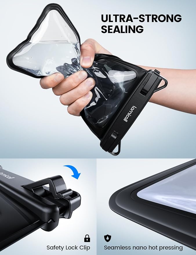 Lamicall Waterproof Phone Pouch Case - [Double Space] IPX8 Water Proof Cell Phone Dry Bag with Lanyard, Beach Cruise Ship Essentials Gifts for iPhone 17 16 15 14 13 Pro Max, Galaxy S25 S24, 4-7.5"