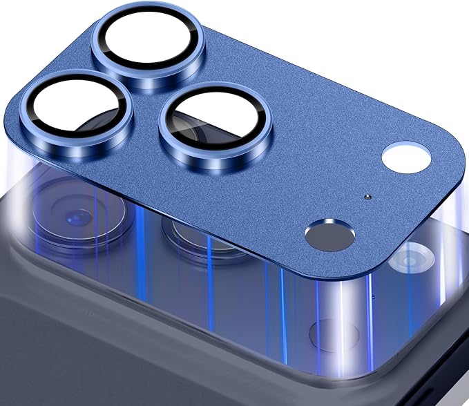 Camera Lens Protector for iPhone 17 Pro Max Camera Lens Protector [Strong Adsorption] [Not Easy to Break] Metal Tempered Glass Rear Camera Screen Cover - Dark Blue