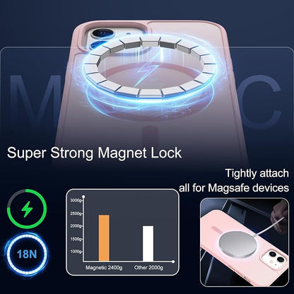 Pilaru for iPhone 12 mini Case & 13 mini Case [Compatible with Magsafe] Translucent Matte Magnetic Case,SlimThin Shockproof Military Grade Drop Protection Coverfor 12 mini/13 mini-Pink