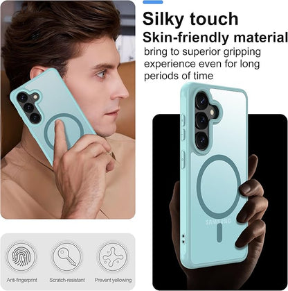 for Samsung Galaxy S26 Phone Case: Samsung S26 Case [Mag-Safe Fit] with 2PC HD Screen Protector,Frosted Translucent S26 Case Soft-Touch Skin Protection for Galaxy S26 Cover,Mint Greenn