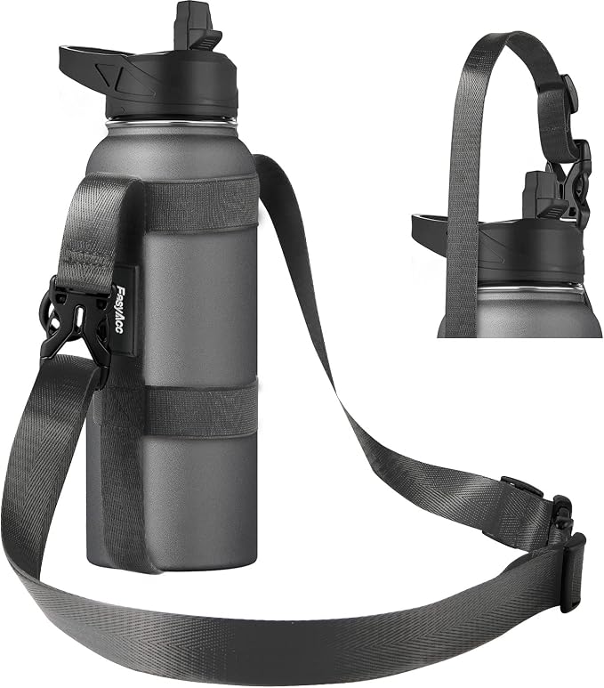 EasyAcc Water Bottle Holder Strap Sling, for Owala FreeSip 24 32 40 oz, Hydro Flask, Cirkul, Yeti, Stanley Flip, Universal Water Bottles, with Carabiner, for Walking Curise Travel (Bottle Excluded)