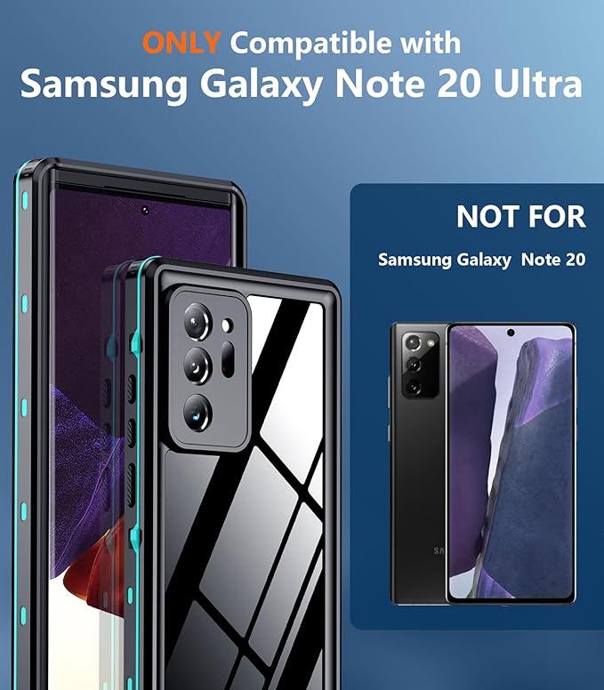Temdan for Samsung Galaxy Note 20 Ultra Case Waterproof, [Military-Grade Drop Protection] [IP68 Underwater] Full Body Heavy Duty Rugged Shock-Proof Case for Note 20 Ultra 6.9''-Teal