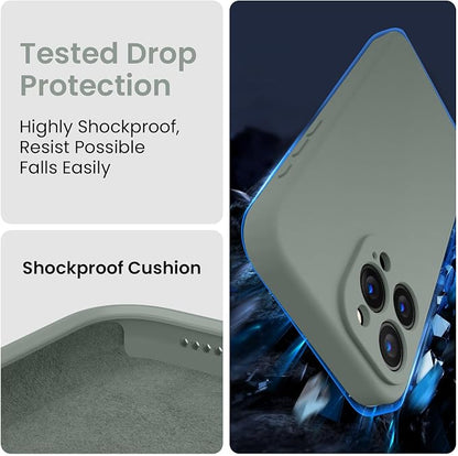 FireNova Designed for iPhone 15 Pro Max Case, Silicone Upgraded [Camera Protection] Phone Case, Soft Anti-Scratch Microfiber Lining Inside, 6.7 inch, Calke Green