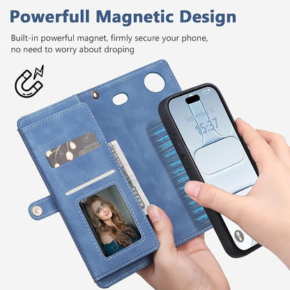 Wallet Case for iPhone Air with Card Holder/Crossbody Wallet/Strap,[RFID Blocking][Magnetic] PU Leather Phone Case for iPhone Air,6.5 in,Dream Sky Blue