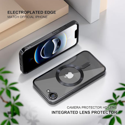 Misea Magnetic for iPhone 17e / 16e Case Compatible with MagSafe [Never Yellowing] [Military Grade Drop Protection] Full Camera Lens Protector Plating Soft Clear Phone Case for Women 6.1 inch, Black