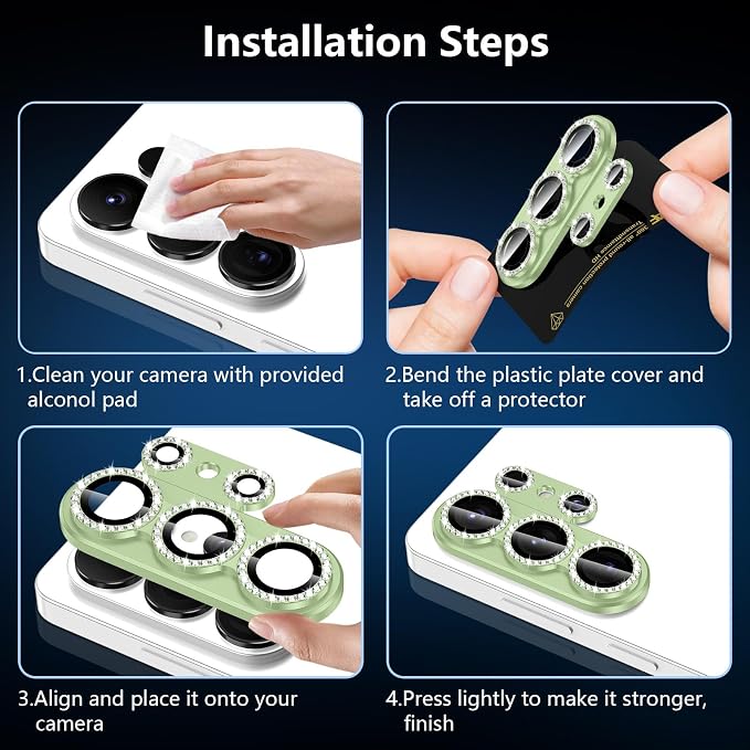 for Samsung Galaxy S26 Ultra Camera Lens Protector, Electroplated Matte Back with 9H Tempered Glass Lens Protector, [Strong Adsorption] [Case-Friendly] Metal Ring HD Lens Cover, Green Diamond
