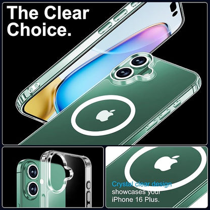 xiwxi for iPhone 16 Plus Case, [Compatible with Magsafe], with Screen Protector+Camera Protector, [Military-Grade Drop Protection], Anti-Yellowing Magnetic Phone Case-Clear