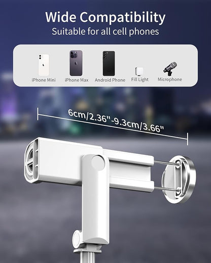 Selfie Stick Tripod - Tripod for iPhone with Remote, Lightweight Phone Stand for Android, Extendable Phone Tripods Stand Compatible with All Cell Phones for Video Recording/Photo/Live Stream/Vlog
