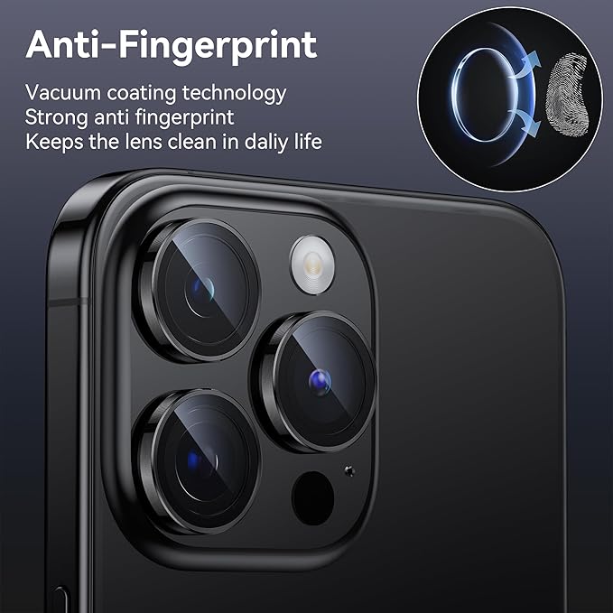WSKEN for iPhone 15 Pro/iPhone 15 Pro Max Camera Lens Protector,[Keep Original Shooting] Shatterproof 9H Tempered Glass Camera Screen Protector Metal Ring Cover Film Accessories,Black Titanium