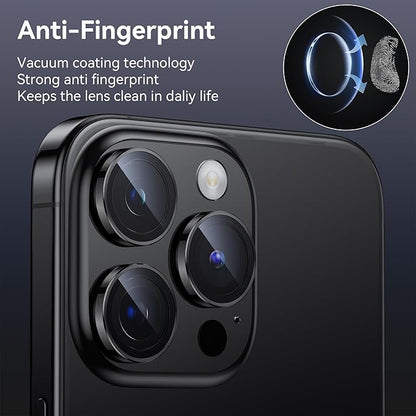 WSKEN for iPhone 15 Pro/iPhone 15 Pro Max Camera Lens Protector,[Keep Original Shooting] Shatterproof 9H Tempered Glass Camera Screen Protector Metal Ring Cover Film Accessories,Black Titanium