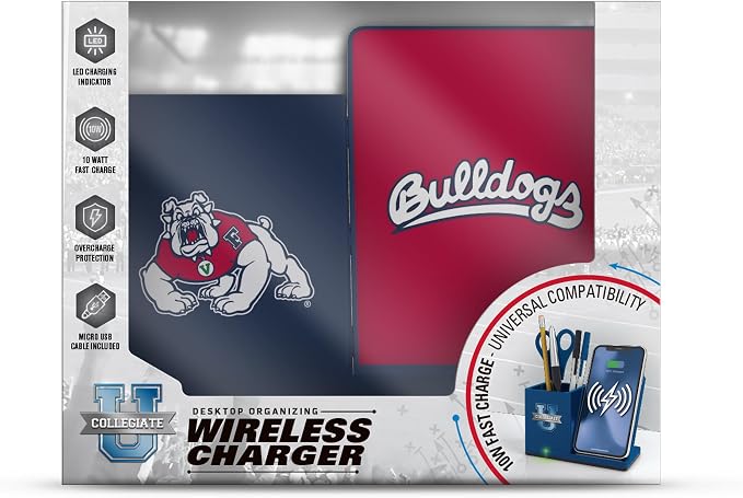 SOAR NCAA Unisex Wireless Charging Stand with Desktop Organizer