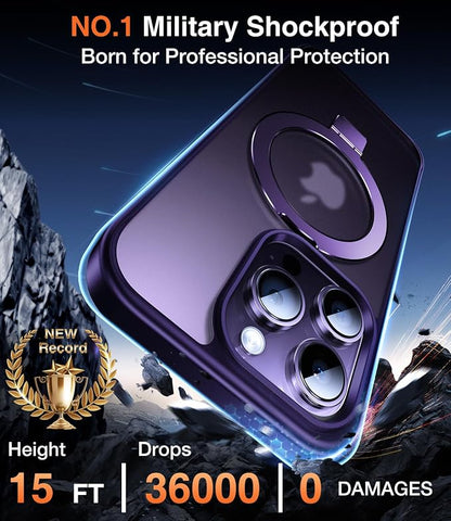 Chicfun 3-in-1 [Magnetic+Kickstand+Ring Holder] for iPhone 15 Pro Case Stand Ring Holder Compatible with MagSafe, Military Shockproof for iPhone 15 Pro Phone Case Kickstand Cover Purple