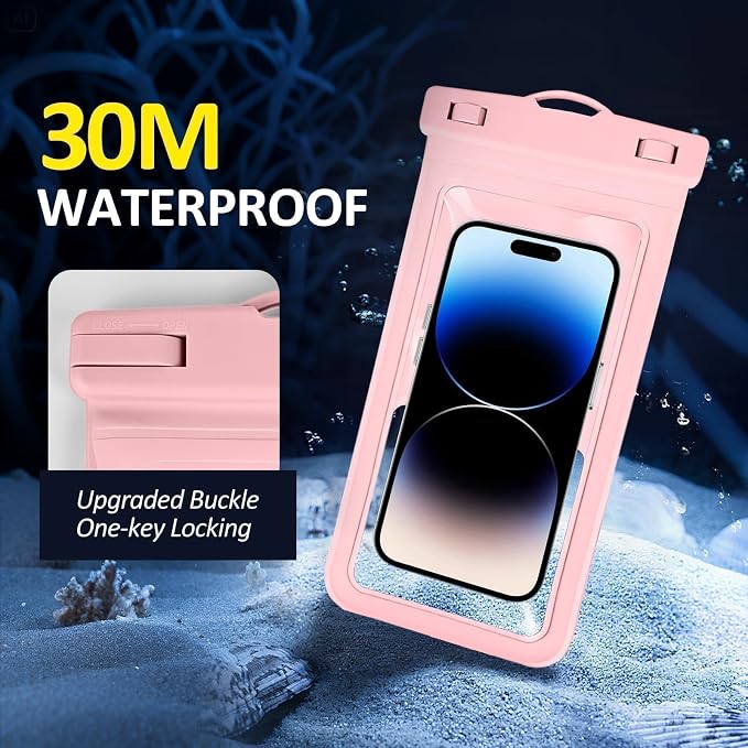 MOLOPPO Waterproof Phone Pouch, with Interior Card Holder, Large Dry Phone Case for iPhone 17 16 15 14 13 Pro Max, Beach Vacation Essentials,1 Pack, Pink