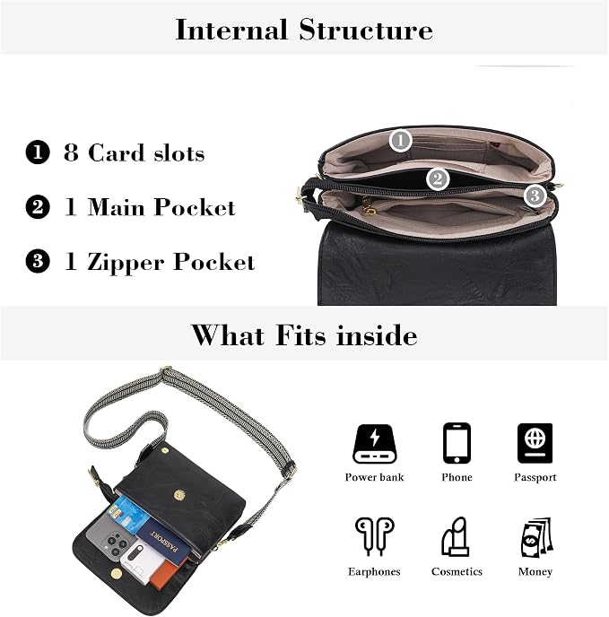 MINICAT RFID Blocking Small Crossbody Bags for Women Vegan Leather Mini Travel Purses Cell Phone Purse Cross Body Bag