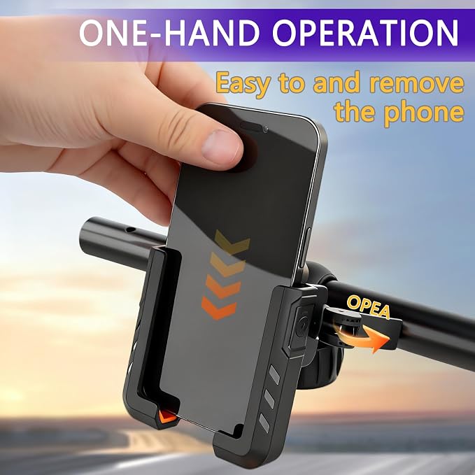 Motorcycle Phone Mount, [No Block Camera] Bike Phone Holder Mount, [Silicone Wrapped] Handlebar Cell Phone Mount for Bike/Scooter/ATV, Fits iPhone 16/15/14/13 Pro Max & 4.7"-6.8" Phones, Black