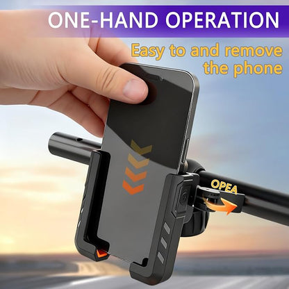 Motorcycle Phone Mount, [No Block Camera] Bike Phone Holder Mount, [Silicone Wrapped] Handlebar Cell Phone Mount for Bike/Scooter/ATV, Fits iPhone 16/15/14/13 Pro Max & 4.7"-6.8" Phones, Black