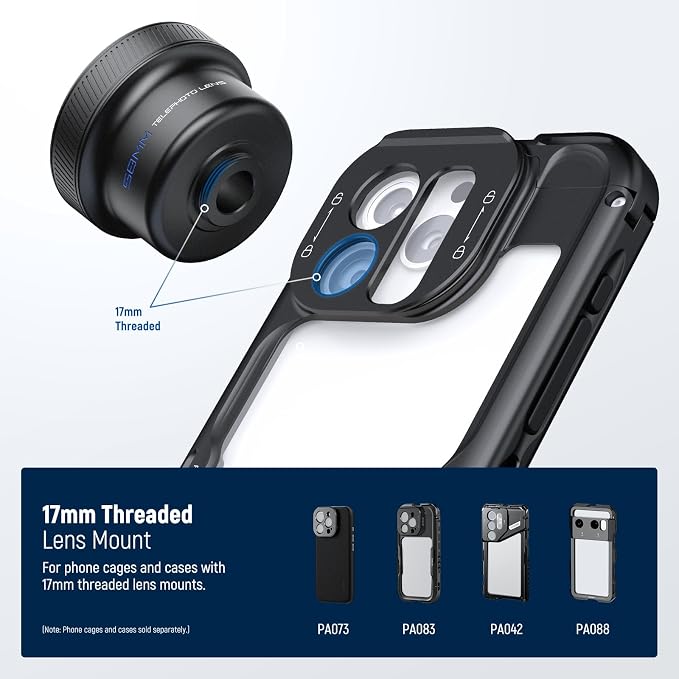 NEEWER 58mm Telephoto Lens with 17mm Threaded Phone Camera Lens Clip, 6 Elements in 5 Groups 2X Magnification Compatible with iPhone Android Samsung for Portrait Photography, LS-71