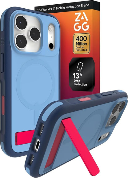 ZAGG Sedona Snap Case with Kickstand for iPhone 17 Pro - Blue Royal Ember, Drop Protection (13ft/4m), Multi-Layer Protection, with Camera Button, MagSafe Phone Case with Impact-Absorbing Bumpers