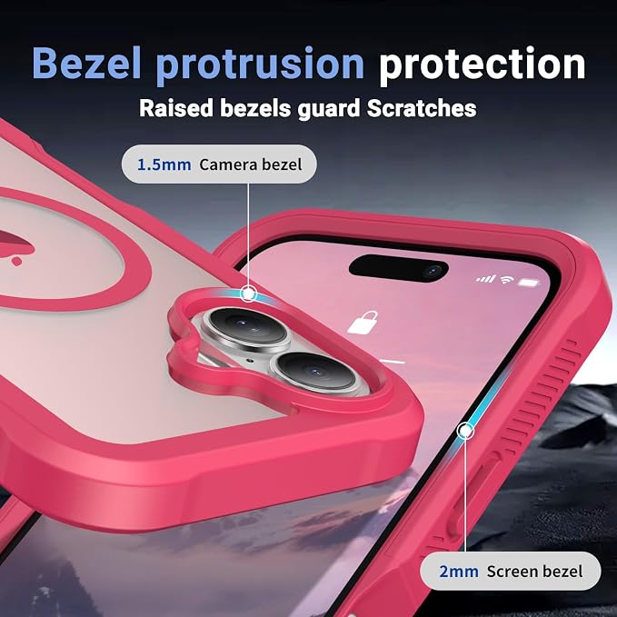 jaroco Magnetic for iPhone 17 Case, [Compatible with MagSafe][Military Grade Drop Protection][Heavy Duty Protection][Non-Slip][Shockproof] 2-Layer Durable Bumper Phone Case 6.3''-Rose
