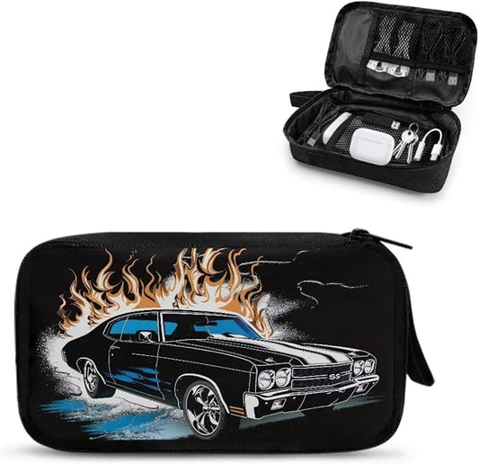 Racing Car Print Electronic Organizer Travel Organizer Bag Electronics Accessories Cases Storage Bag Waterproof for Cable USB SD Card Power Bank Earphone