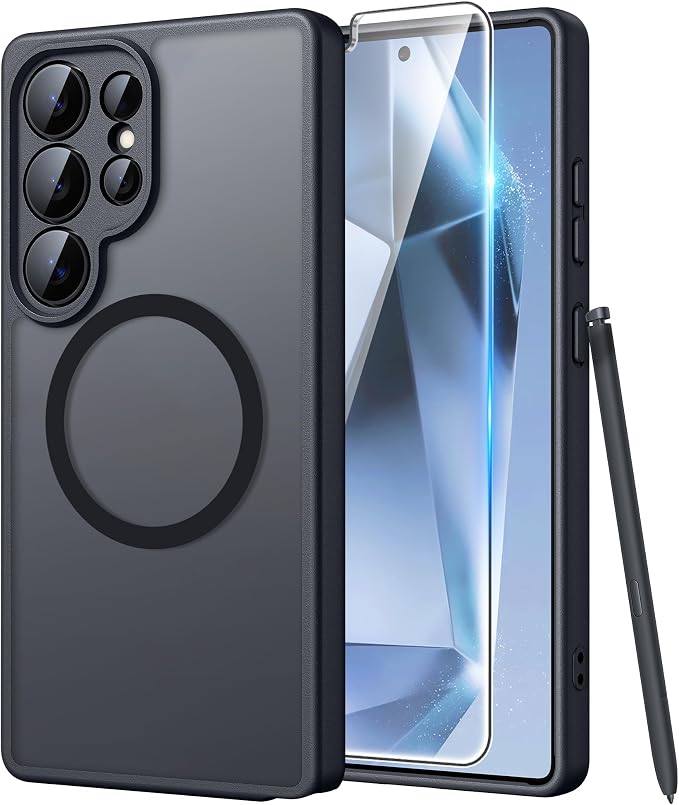 FNTCASE for Samsung Galaxy S24 Ultra Case, Compatible with Magsafe Black | Screen Protector, Full Camera Protection, Translucent Matte, 14FT Military Grade Drop Proof, Protective Phone Cover