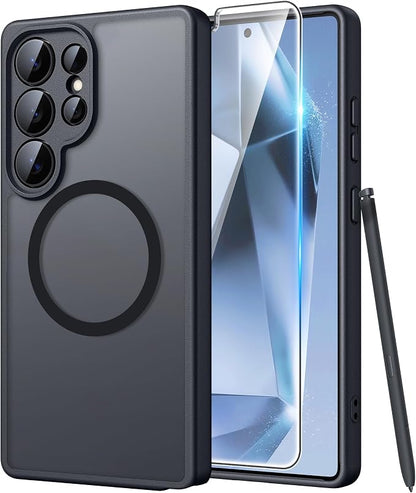 FNTCASE for Samsung Galaxy S24 Ultra Case, Compatible with Magsafe Black | Screen Protector, Full Camera Protection, Translucent Matte, 14FT Military Grade Drop Proof, Protective Phone Cover