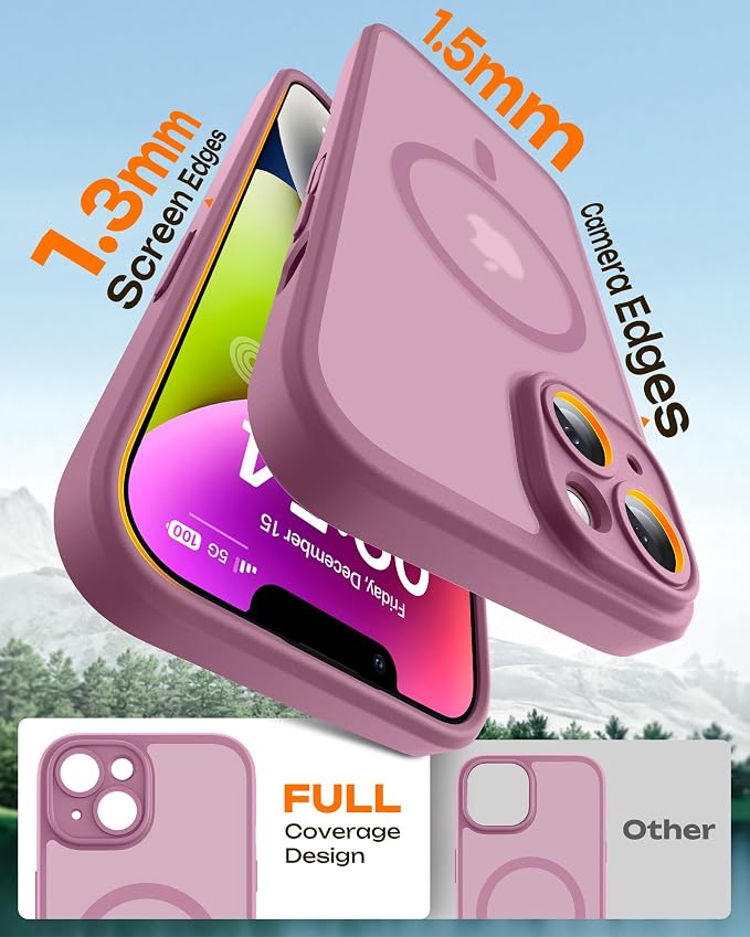 TOCOL for Phone 14 Case, Compatible with Magsafe Charger, Full Camera Protection, Drop Protection, Translucent Matte Phone Case for iPhone 14 6.1 inch (Lilac Purple)