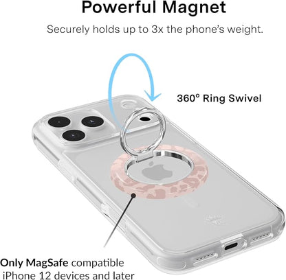 VELVET CAVIAR Compatible with MagSafe Phone Grip 2.0 | Cute Magnetic Ring Holder | Finger Loop Kickstand | Pop On Accessory for iPhone 17, 16, 15, 14, 13, 12 | Nude Leopard