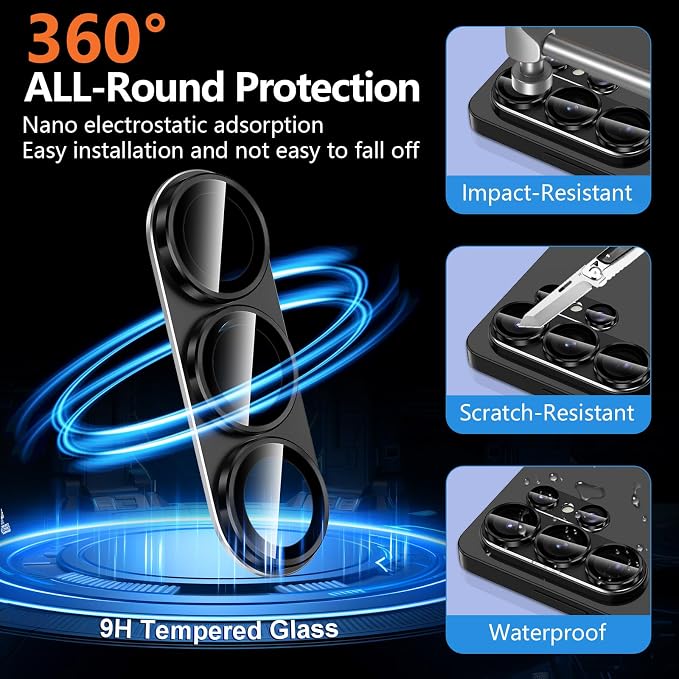 for Samsung Galaxy S26 Ultra Camera Lens Protector, Electroplated Matte Back with 9H Tempered Glass Lens Protector, [Strong Adsorption] [Case-Friendly] Metal Ring HD Clear Lens Cover, Black