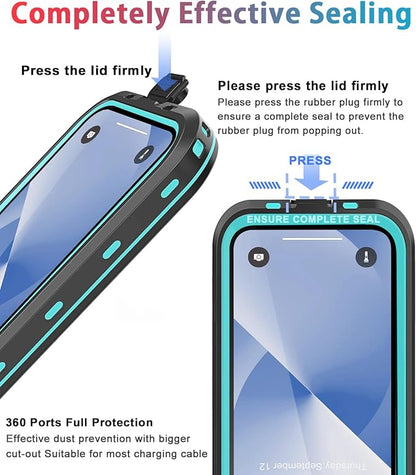 for iPhone 13 Case Waterproof Shockproof Dustproof Full-Body Sturdy with Camera Lens Protector and Built-in Screen Protector,Underwater Full Sealed Cover Protective for iPhone 13 (Teal)