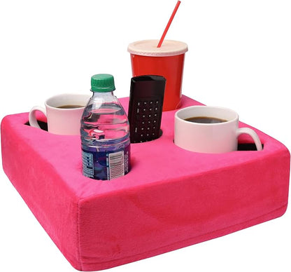 The Original Cup Cozy Pillow-As Seen on TV-The World's Best Couch/Sofa/Bed/Car Cup Holder Pillow and Caddy for Drinks/Snacks/Remotes! (Pink, 5 Hole)