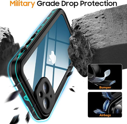 Temdan for iPhone 13 Case Waterproof [Built-in Camera Lens & Screen Protector] [Full Body Protection] [IP68 Waterproof] Shockproof Phone Case for iPhone 13 6.1" Blue