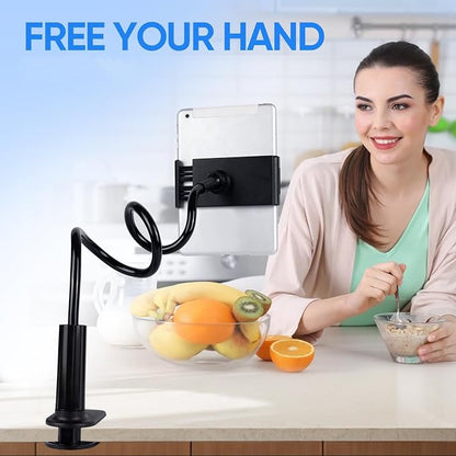 Lazy Bracket Gooseneck Tablet Holder for Bed, 360 Flexible Long Arm Adjustable Tablets Stand Clamp for Desk Phone Mount, Compatible with iPad 4" - 8" Tablet Gooseneck Holder Cell Phone Stand