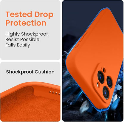 FireNova Designed for iPhone 16 Pro Max Case, Silicone Upgraded [Camera Protection] Phone Case, Soft Anti-Scratch Microfiber Lining Inside, 2024, Neon Orange