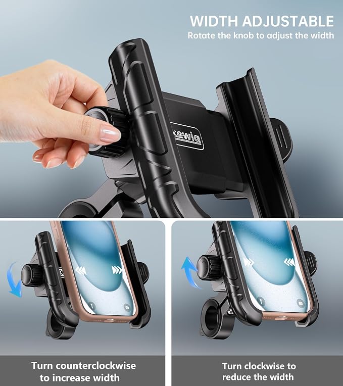 Kewig Motorcycle Phone Mount with Aluminum Alloy Mounting Base [Camera Friendly] [1s Lock & Release] Bike Handlebar Cellphone Holder for Scooter Bicycle ATV, Fit 5.4-7.2" Smartphone