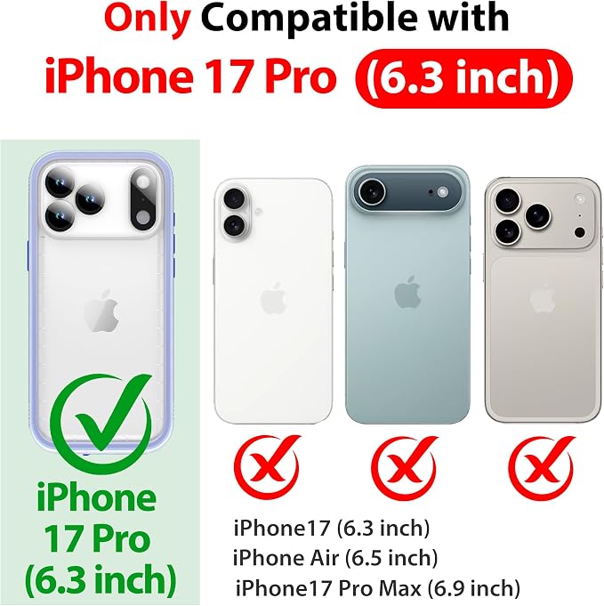SPORTLINK for iPhone 17 Pro Waterproof Case - Built in Screen Protector Rugged/Dustproof/Full Body Shockproof/Dropproof/IP68 Underwater for iPhone 17 Pro Case 6.3 inch Blue/Frosted Clear