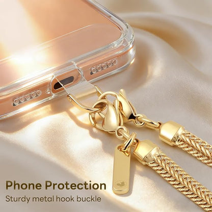 Crossbody Phone Strap Detachable Phone Chain Strap Crossbody Phone Lanyard Chain Lightweight Phone Chain Wristlet for Women Fashion Cell Phone Chain Strap with Clear Phone Tether Tabs