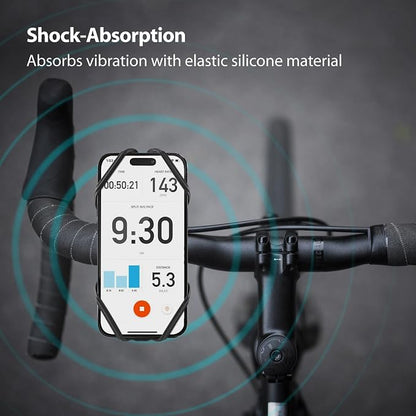 BONE Bike Tie 4 Magnetic, Magnetic Bike Phone Mount, Scratch-Free Silicone Holder with Shock-Absorbing Design, Cycling Phone Holder Compatible with Most Smartphones (with Magnet Sticker)