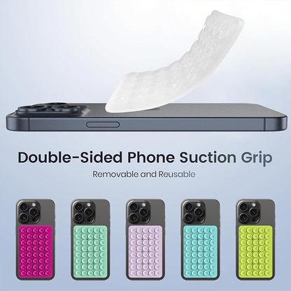 Double Sided Silicone Suction Phone Holder Mount, Silicon Accessory for iPhone and Android, Hands-Free Mirror Shower Phone Holder, TikTok Videos and Selfies (Combo B)
