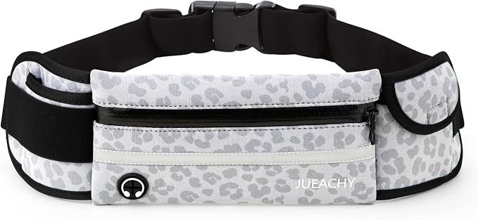 Jueachy Running Belts for Women Waterproof Fanny Pack Running Waist Pouch Phone holder Adjustable Sports Money Belt with Headphone Port